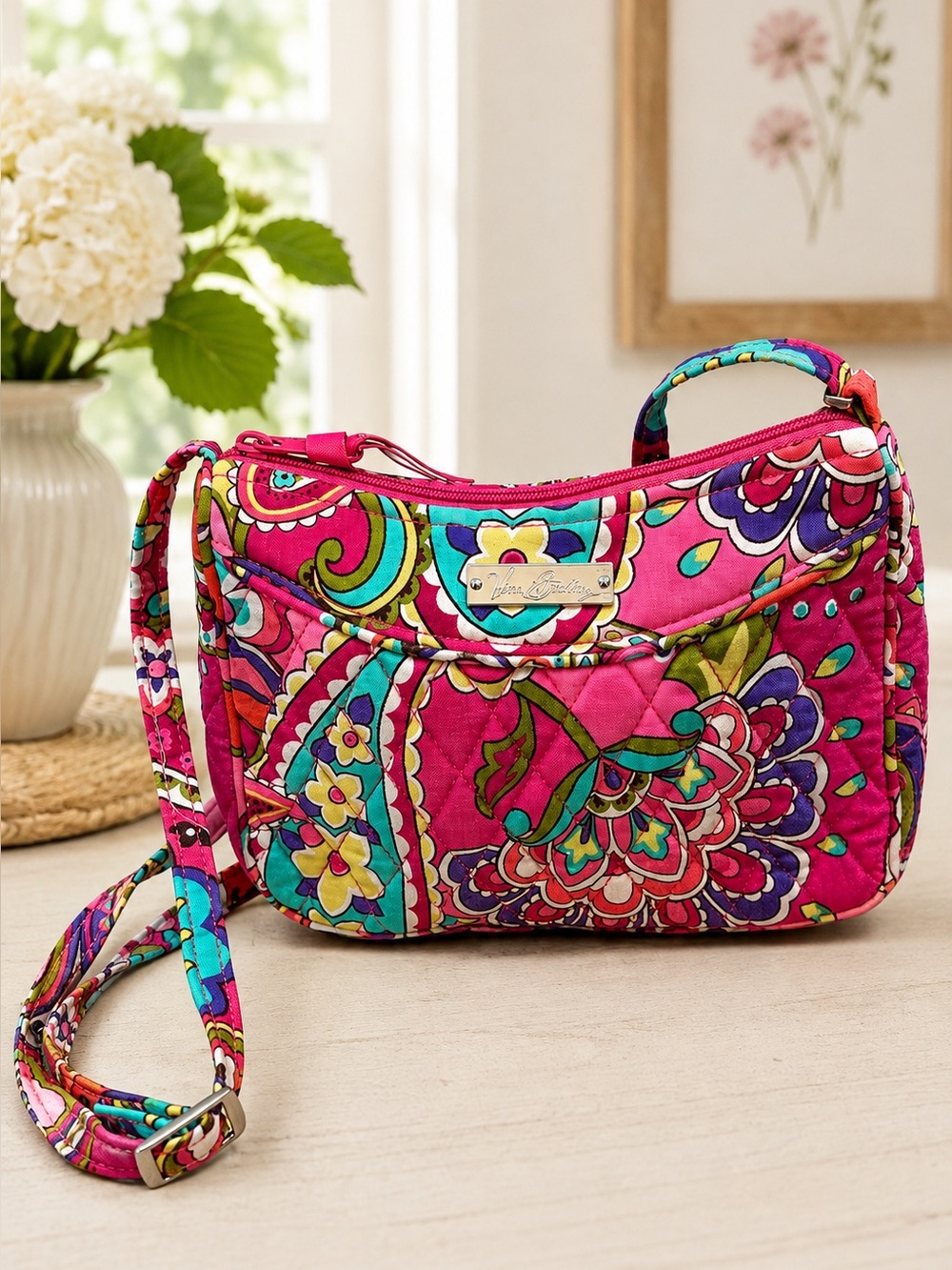 Vera Bradley Little Hipster Crossbody Bag Pink Swirls Retired Paisley